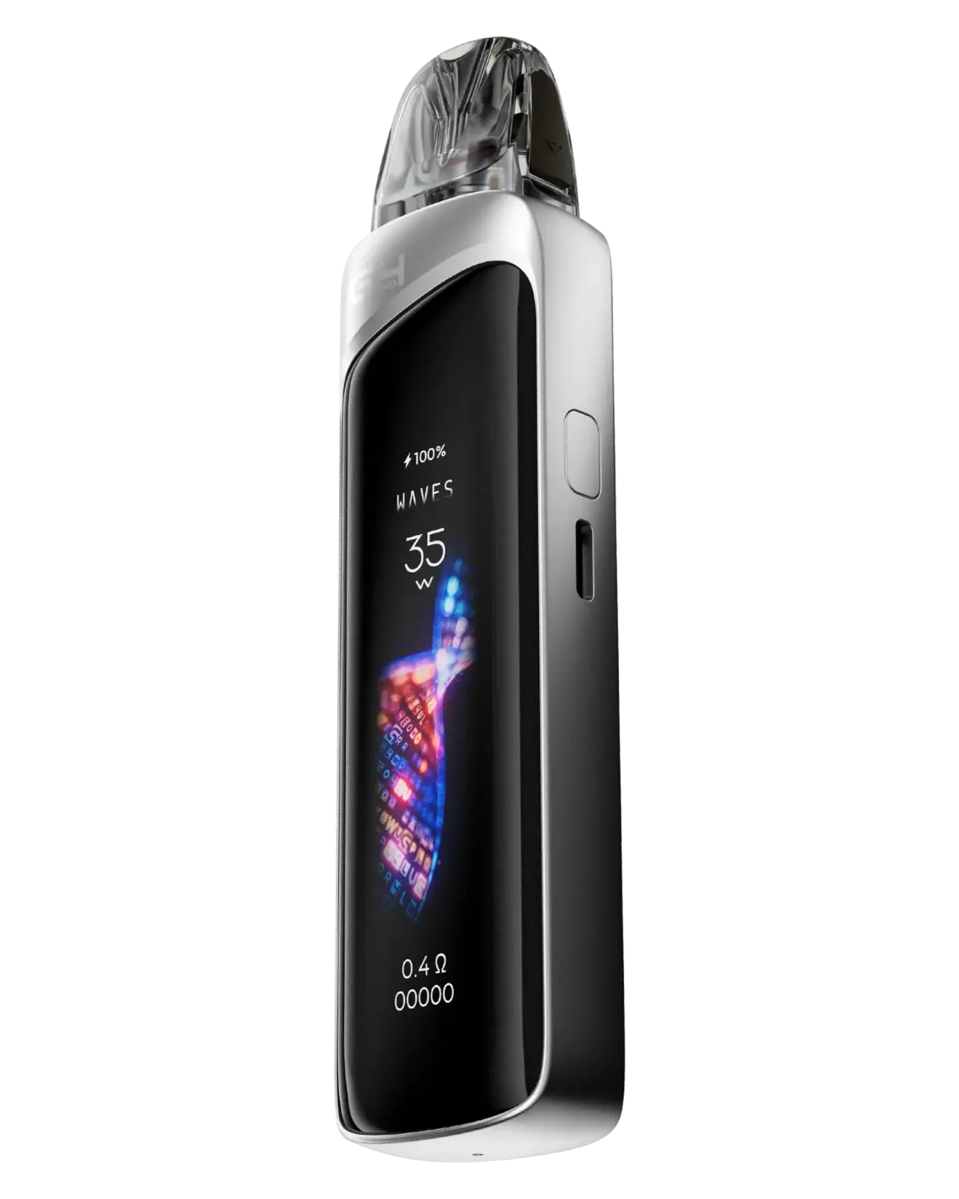 UWELL Caliburn G4 Pro, Pearl Silver, screen side, isolated product shot